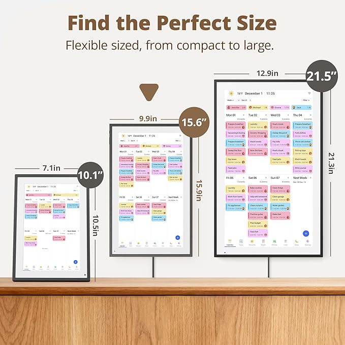 Dragon Touch 15.6" Digital Calendar Chore Chart – 1080P Full HD Interactive Touchscreen, Smart Family Planner, Hearth Display Digital Calendar Wall & Desk Mountable for Seamless Scheduling Black