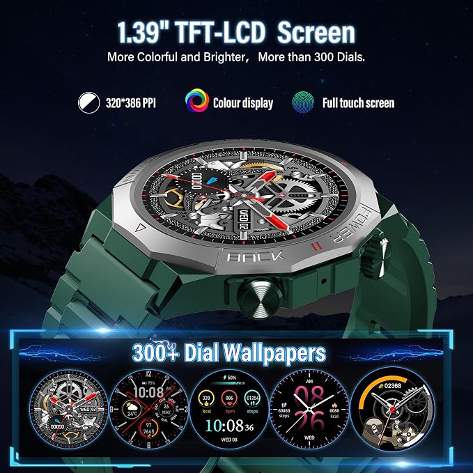 Smart Watch for Men (Answer/Make Calls), Rugged Men's Military Smartwatch, 1.39" HD Fitness Tracker with Heart Rate/Sleep/Step Monitor, 110+ Sport Modes, IP68 Waterproof Activity Tracker Android iOS