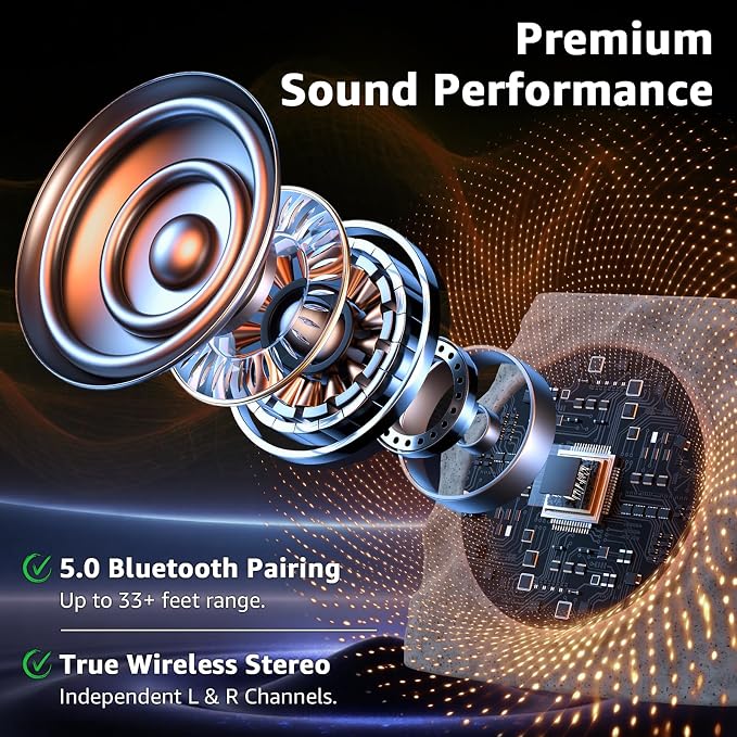 uuffoo 2-Pack Rock Speakers Outdoor Waterproof with RGB Color Lights Multi-Sync Up to 100 Speakers,Auto-Pairing,Solar-Powered and USB Charging for Patio Pool Party Yard Garden Outside