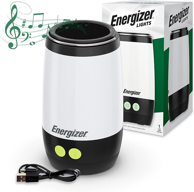 ENERGIZER Lantern + Bluetooth Speaker, Ultra Bright with Powerful Sound, IPX4 Water Resistant Rechargeable LED Lantern (USB Cable Included)