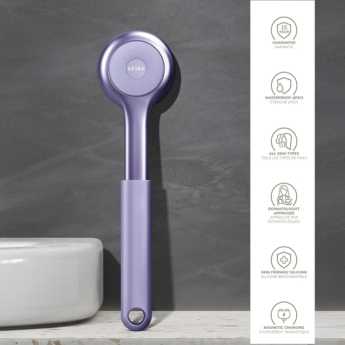 GESKE Sonic Full-Body Brush & Intensive Exfoliator | 8 in 1 | Electric Body Cleansing Brush | With SmartSonic Pulsations | Deep Cleansing, Exfoliation, Massage | Extendable Handle | Rough Skin Remover
