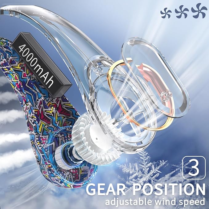 FrSara Bladeless Neck Fans Portable Rechargable, Adjustable, 360° Cooling, Super Quiet, No Blade Fan Design, No Hair Twisting, Even Air Volume On Both Sides, Non-Slip, Short Charging, Long Use Time