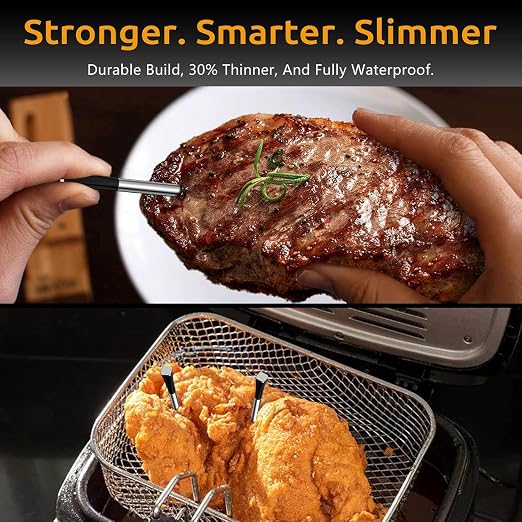 Yonktoo Wireless Meat Thermometer, Digital BBQ Thermometer with 4 Probes, Long Range Smart Grill Thermometer with Dual Sensors for Grilling, Smoking, Oven, Kitchen Cooking
