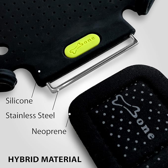 BONE Run Tie, Running Armband Phone Holder, Skin-Friendly & Washable Silicone Sport Armband, Universal Workout Phone Carrier Compatible with 4"-6.7" Smartphones (Luminous - Size S/Arm Size 7.9-9.8'')