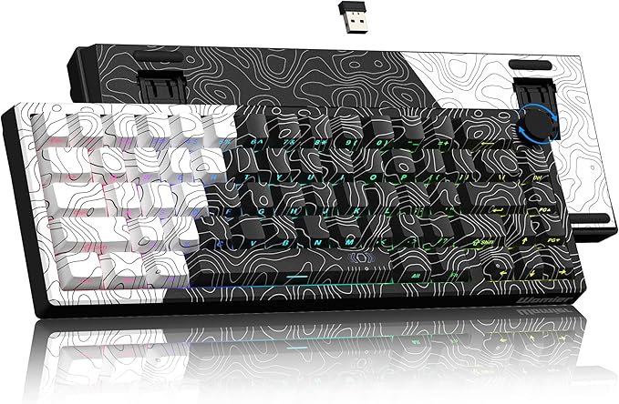 Womier Wireless Gaming Keyboard 60 Percent with QMK/VIA, Topographic Creamy Mechanical Key Board, RGB Custom Gasket Hot Swappable for Windows & Mac-POM Linear Switch (Q61 V2)