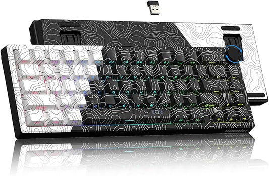 Womier Wireless Gaming Keyboard 60 Percent with QMK/VIA, Topographic Creamy Mechanical Key Board, RGB Custom Gasket Hot Swappable for Windows & Mac-POM Linear Switch (Q61 V2)