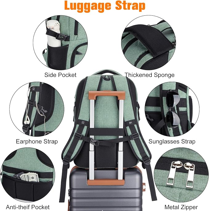 Insulated Lunch Backpack Fit 17" Laptop, Work Backpack with Lunch Box for Men & Women, Water Resistant College Computer Bag for Travel, Business, Hiking
