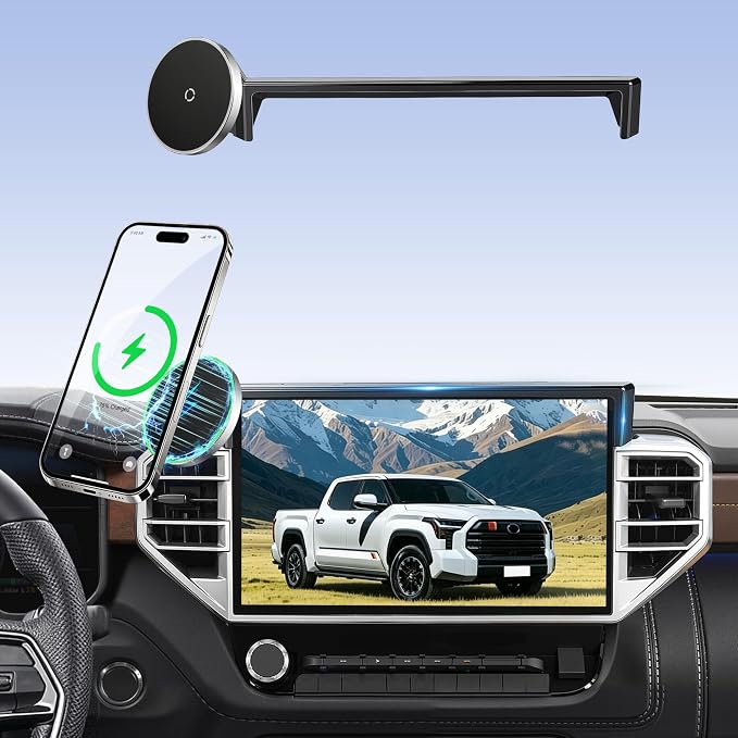 Phone Holder for for Toyota Tundra (2022-2025 2026, 14 Inch) / Toyota Sequoia (2023-26), MagSafe Car Mount Charger,Magnetic Holder,15W Wireless Charging,360° & Hands Free,3rd Gen Tundra Car Gadgets