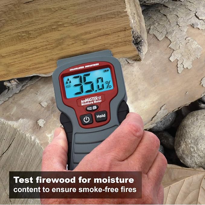 Calculated Industries 7440 AccuMASTER XT Digital Moisture Meter | Handheld |Pin Type | Backlit LCD Display | Detects Leaks, Damp and Moisture in Wood, Walls, Ceilings, Carpet and Firewood | Handheld, Pin Type, Backlit LCD Display, Detects Leaks, Damp a...