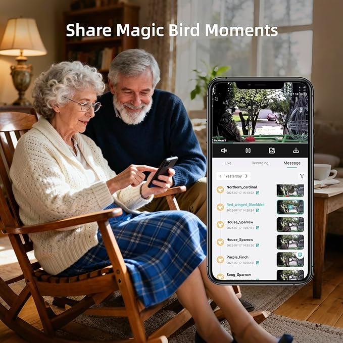 Bird Feeder with Camera,AI Identify Birds Species,Solar Powered,Auto Record Videos in Backyard,Instant Notifications,Ideal Gift for Family and Bird Lovers (Orange)