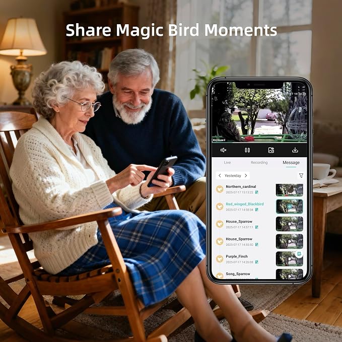 Bird Feeder with Camera,AI Identify Birds Species,2K HD Day/Night Live Stream,Solar Powered 5200mAh Battery,1.8L Hopper, Auto Record Videos, Instant Notifications,Ideal Gift for Family and Bird Lovers