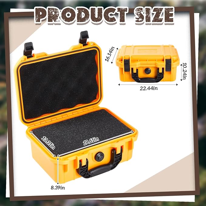 Relaxweex 1 Pcs Waterproof Hard Case with DIY Customizable Foam Insert Portable Protective Case with Knife for Camera Drones Equipments Tools Test Instruments(Yellow,22.4 x 16.1 x 10.2 Inch)