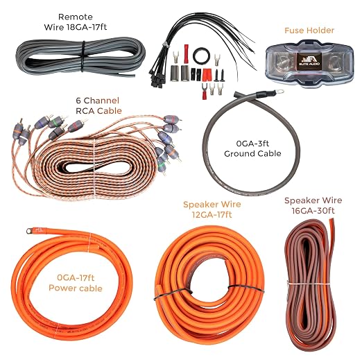 Elite Audio 0 Gauge 5-Channel Amplifier Wiring Kit, 3600W CCA Amp Install Kit – EA-PRMK0-5CH
