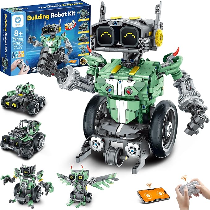 Sillbird Bundle - 2 Items Dragon Building Kit & Robot Car Buildable Toy with Remote Control for Boys Ages 8-14, Christmas STEM Coding Robotics Technic Toy Birthday Gifts for Kids