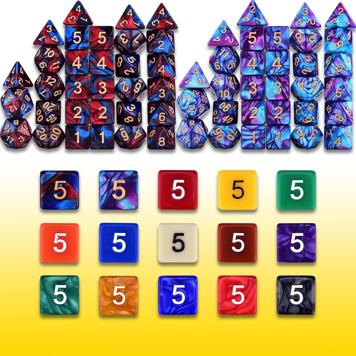 Extended RPG Dice Set 15 x 31 Polyhedral Dice (465pcs) for DND Tabletop Role-Playing Games (15 Colors - Classic)