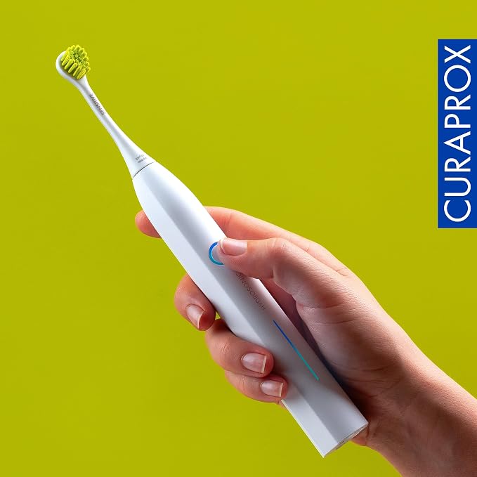 Curaprox Hydrosonic Brush Heads Rainbow Sensitive Duo – for Gentle Gum Care & Daily Cleaning | Yellow/Green, 2-Pack | Compatible with All Curaprox Sonic Models | Swiss Made