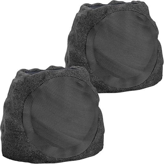 Outdoor Speakers With Lights Show Bluetooth Speakers Waterproof Patio TWS Connection Outdoor Bluetooth Speakers Wireless Solar Powered and Rechargeable Rock Speakers for Patio Pool 2Packs(Granite)