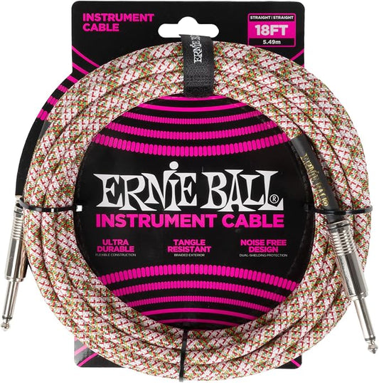 Ernie Ball Braided Instrument Cable Straight/Straight 18ft - Emerald Argyle (P06430)