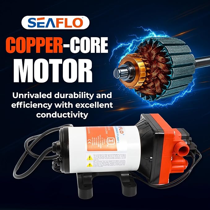 SEAFLO 42 Series 110V AC Water Pressure Pump, 115V AC, 4.0 GPM, 55 PSI, Self-Priming, On Demand, NSF UL CSA for RV/Marine/Industrial Water Systems – CE & RoHS Certified, UL Listed, 4-Year Warranty