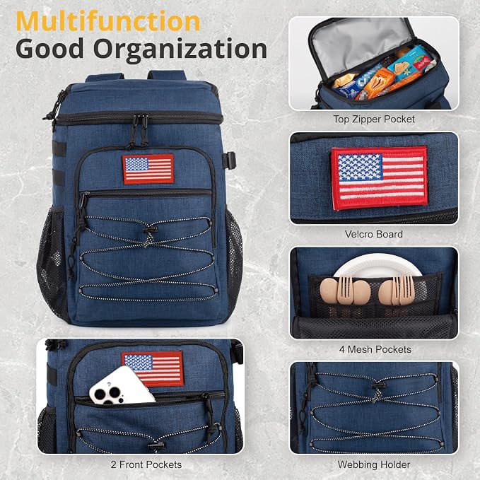 25L Backpack Cooler Keep All Drink Cold for Long Periods of Time Cooler Backpack Insulated Waterproof Portable High Durability Small Cooler Backpack with Compartment for Hiking Camping Beach