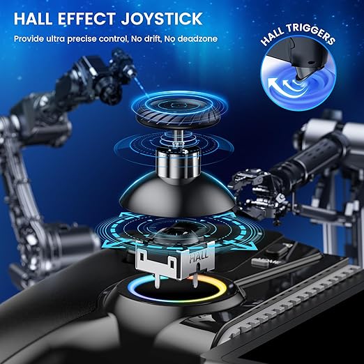 Mobile Gaming Controller for iPhone/Android/Switch 2/Switch/OLED/iPad Mini, Wireless Switch Controller One-Piece Joypad with Hall Effect Joysticks/Hall Triggers Support Xbox Cloud, Steam Link,Black