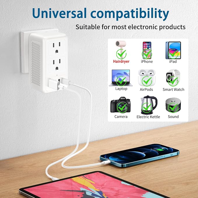 2000W 220V to 110V Voltage Converter US to Europe for Hair Dryer, Converter for European Travel, International Universal Travel Adapter (White)
