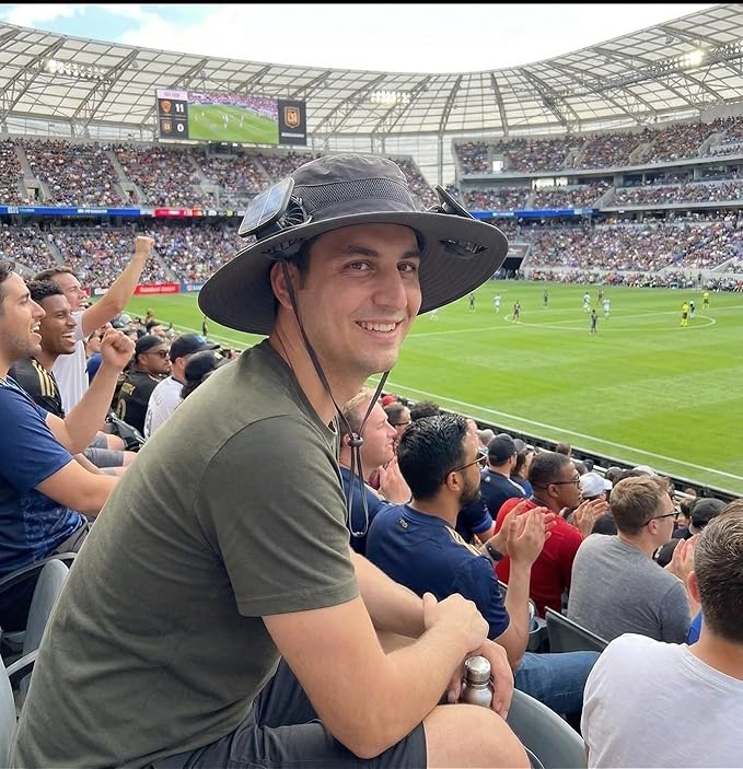 Hat with Fans Solar Power for 2026 Soccer Events, Solar Powered Fan Hat, Outdoor Cooling Sun Hat Men Women