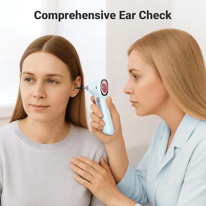 ScopeAround Digital Otoscope w/IPS Screen, 720p HD Smart Video Otoscope with Light, Ear Scope Otoscope with Camera Ear Wax Removal Camera, Ear Checker, Power On and Go (Blue)