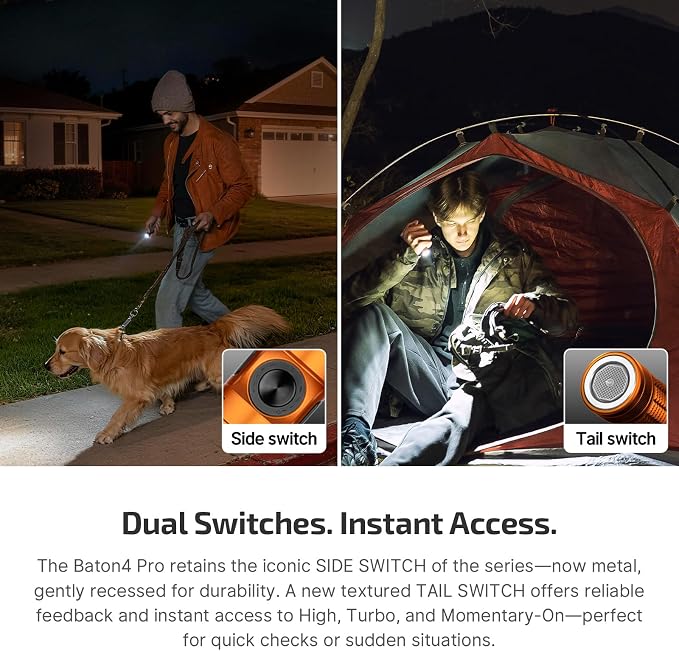 OLIGHT Baton4 Pro EDC Flashlight Rechargeable, 1600 Lumens Small Pocket LED Light with Tactical Switch and Magnetic & USB C Dual Charging, IPX8 for Home Use, Camping, Outdoor and Emergency (Orange)