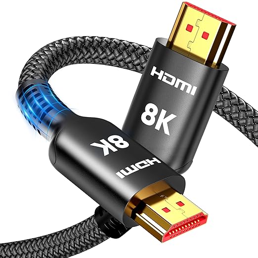Highwings 8K HDMI Cable 12FT, 48Gbps Ultra High Speed HDMI Cable Braided Cord-4K@120Hz 8K@60Hz, DTS:X, HDCP 2.2&2.3, HDR 10 Compatible with DVD Player/PS5/HDTV/Blu-ray