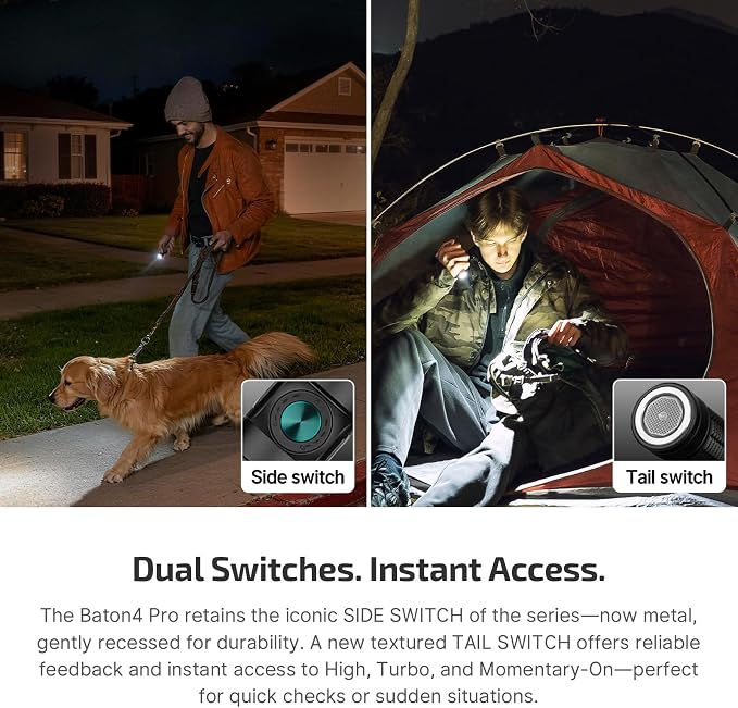 OLIGHT Baton4 Pro EDC Flashlight Rechargeable, 1600 Lumens Small Pocket LED Light with Tactical Switch and Magnetic & USB C Dual Charging, IPX8 for Home Use, Camping, Outdoor and Emergency (Black)