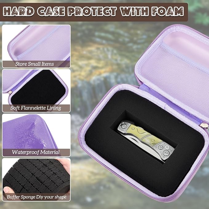 Relaxweex EVA Hard Case with Customizable Foam 11 x 7.8 x 4.3 Inch Protective EVA Carrying Case Shockproof Outdoor for Camera, Digital Products, Electronic Instruments with Knife, Purple