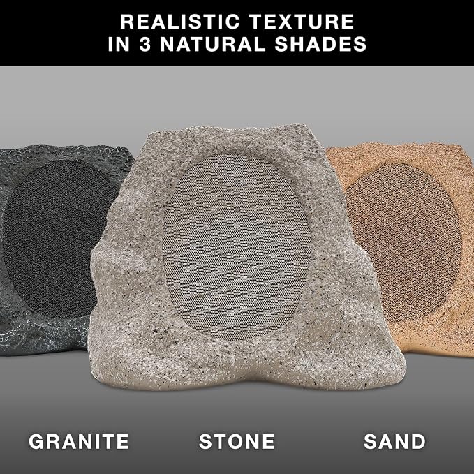 Victrola Rock Speaker Connect, Stone, Wireless Outdoor with Bluetooth 5.3, 22-Hour Battery Life, with Solar Charging, Link Up to 20 Rock Speakers, IP65 Water & Dust Resistant