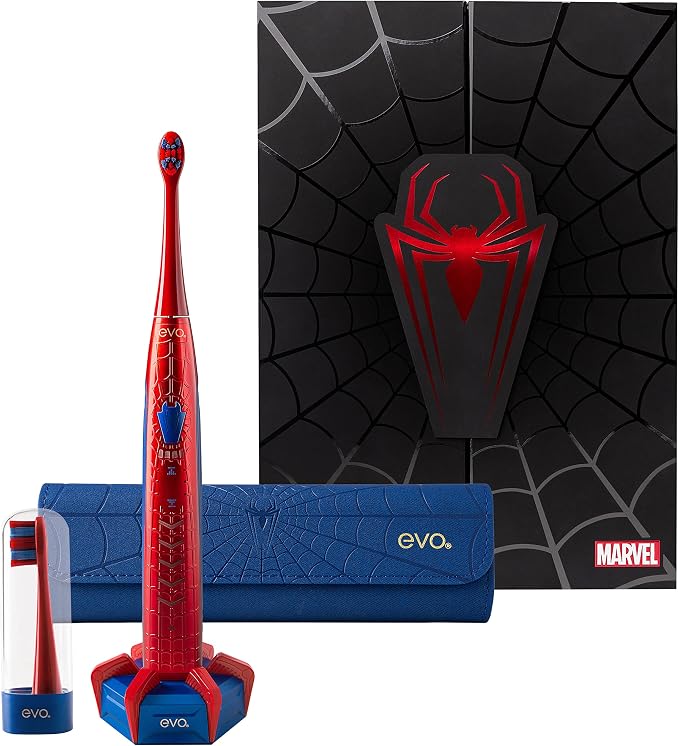 evo SPM-1 Spider-Man Rechargeable Sonic Toothbrush, Marvel Electric Toothbrush for Adults, Marvel Gifts, Soft Toothbrushes for Adults, Collector's Edition