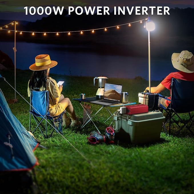 BESTEK 1000W Car Power Inverter, DC 12V to 110V Car Power Converter with 2 AC Outlets/30W PD USB-C/18W Quick USB A Charge Multi-Protection 1000 watt Power Inverter for Vehicles/Car/RV/Home
