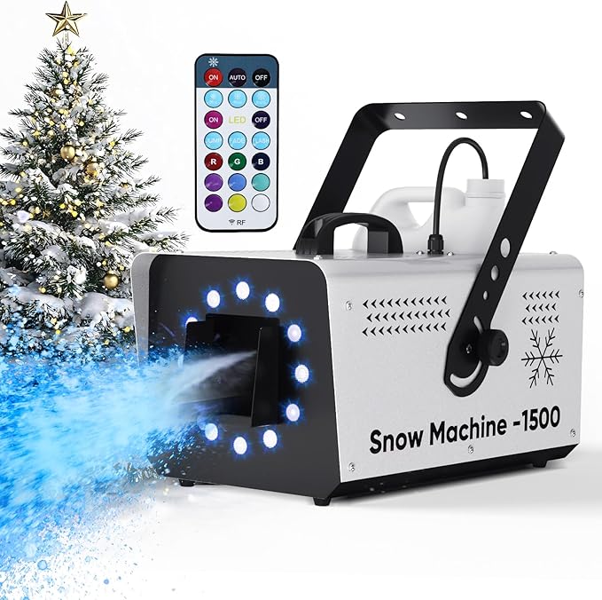 UPGREY 1500W Snow Machine for Outdoors and Indoors, Fake Snow Maker for Party with LED and Remote Controller