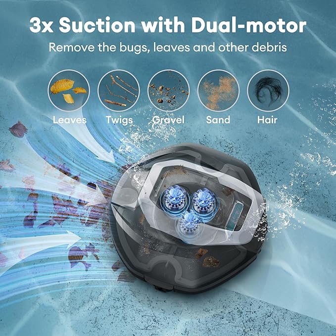 Ultenic Cordless Robotic Pool Cleaner with Remote＆APP Control, Pool Vacuum for Above & In-Ground Pool up to 850 Sq.ft., 90 Mins Long Runtime, Fast Charging, Self-Parking＆2.5L Large Filter, Green