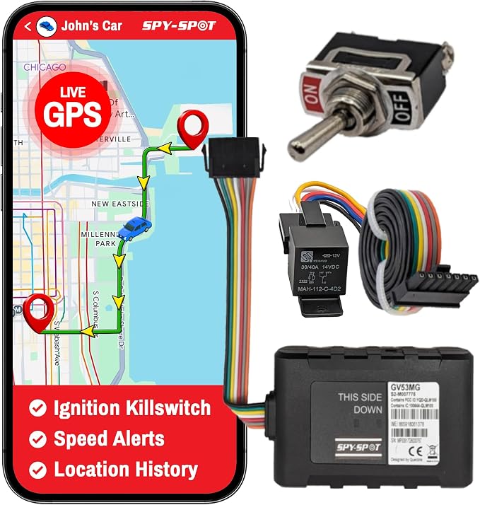 Spy Spot GV53MG 4G LTE GPS Vehicle Tracker with Remote Starter Disable Kill Switch, Real-Time Tracking & Geo-Fence Alerts, 6-Month History, US CA MX Coverage, SIM Included, Subscription Required