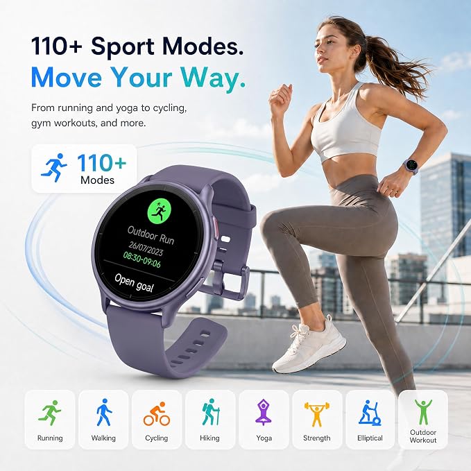 Smart Watch for Women (Answer/Make Call), 1.65" HD Fitness Tracker with Heart Rate/SpO2/Sleep Monitor, Pedometer, 110+ Sports Modes, 3ATM Waterproof, 7-Day Battery, for iOS Android