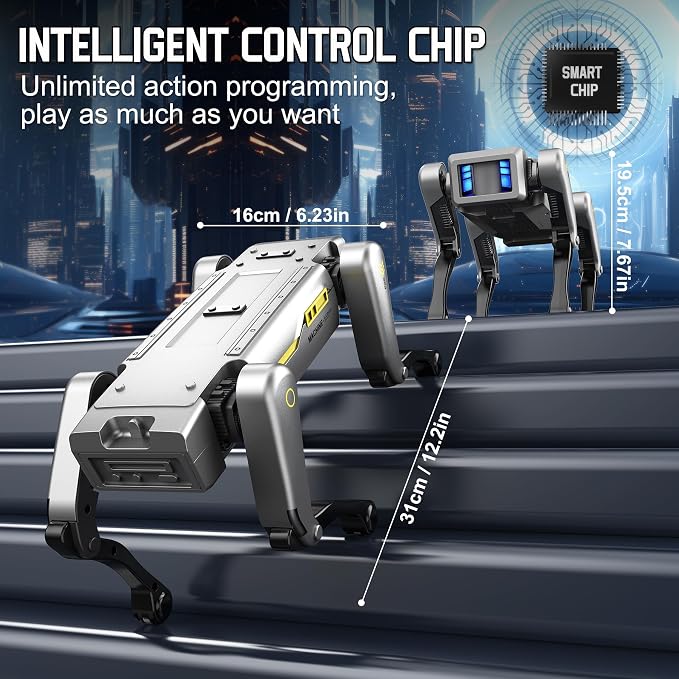 Smart Robot Dog for Kids, AI Programmable STEM Toy with 25+ Actions and Voice/Remote/App Control, Rechargeable Electronic Pet Gift for Boys & Girls Ages 6+(iOS & Android (Grey)
