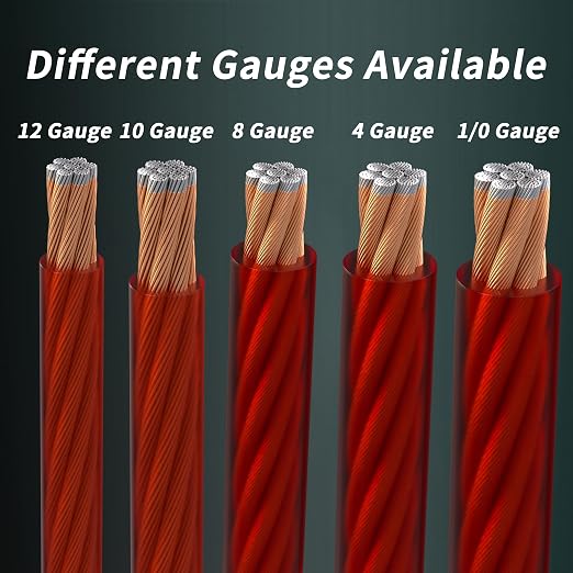 4 Gauge Wire(25FT Black + 25FT Blue) Copper Clad Aluminum CCA Battery Cable, Primary Power/Ground Cable for Car Audio Speaker, RV Trailer, Marine, Solar Equipment, Translucent Jacket