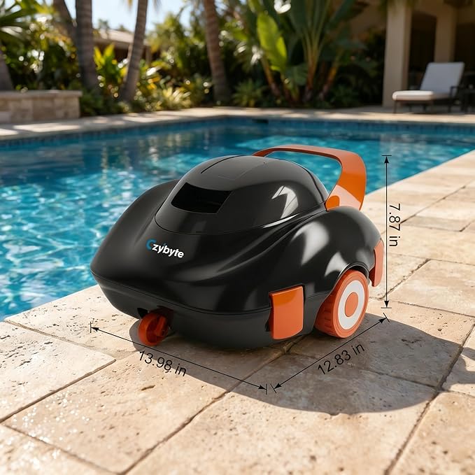 Robotic Pool Cleaner, Cordless Pool Vacuum with 18.5 GPM Powerful Suction,120-Min Runtime, Self-Parking, Pool Vacuum for Above-Ground & Flat Pools to 860 sq.ft,Light Orange