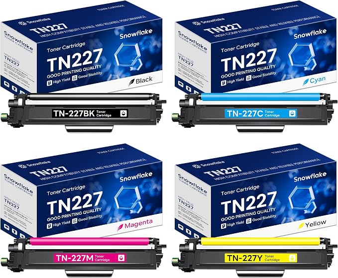 TN227 TN-227BK/C/M/Y High Yield Toner Cartridge 4 Pack Compatible TN 227 TN-227 Toner Replacement for Brother TN-227 TN227 TN-227BK/C/M/Y MFC-L3770CDW MFC-L3710CW Printer Toner.