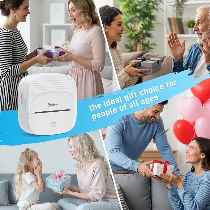 Mini Thermal Sticker & Label Maker | 7 Rolls Paper (3 Sticker + 3 Label) & 6 Colored Pencils | Printpod Inkless Bluetooth Printer, Smart AI APP, iOS Android Compatible, Photo/Journal/DIY/Study/Gift