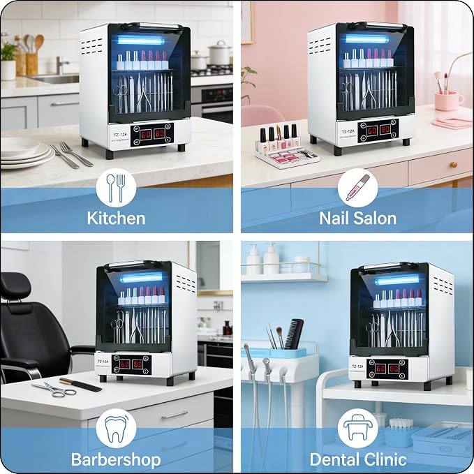 Nail Tool UV Cleaning Cabinet, Large Capacity Stainless Steel Cleaning, with Drying Function, Temperature and Timer Control, up to 60 Minutes, 110V, for Hair Salon Spa Nail Salon