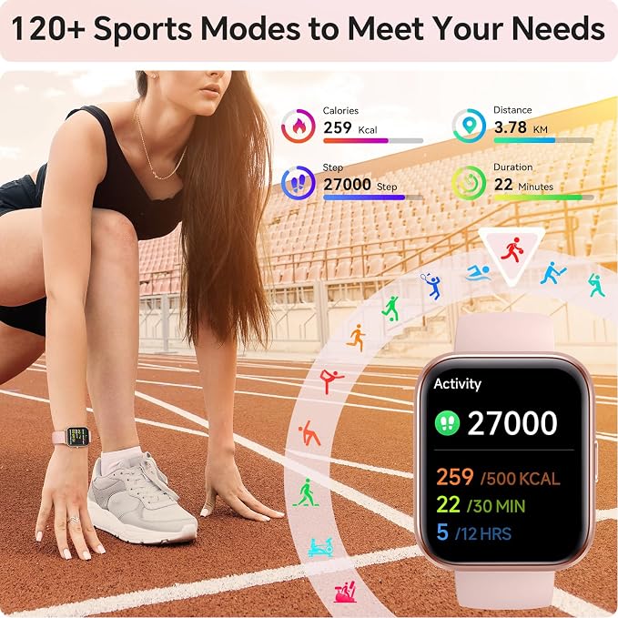 Smart Watches for Women, 1.85" HD Smartwatch Compatible iPhone/Samsung/Android (Answer/Make), Fitness Tracker with Heart Rate/Sleep/SpO2 Monitor, Smart Watch 3ATM Waterproof, 120+ Sport Modes, Alexa
