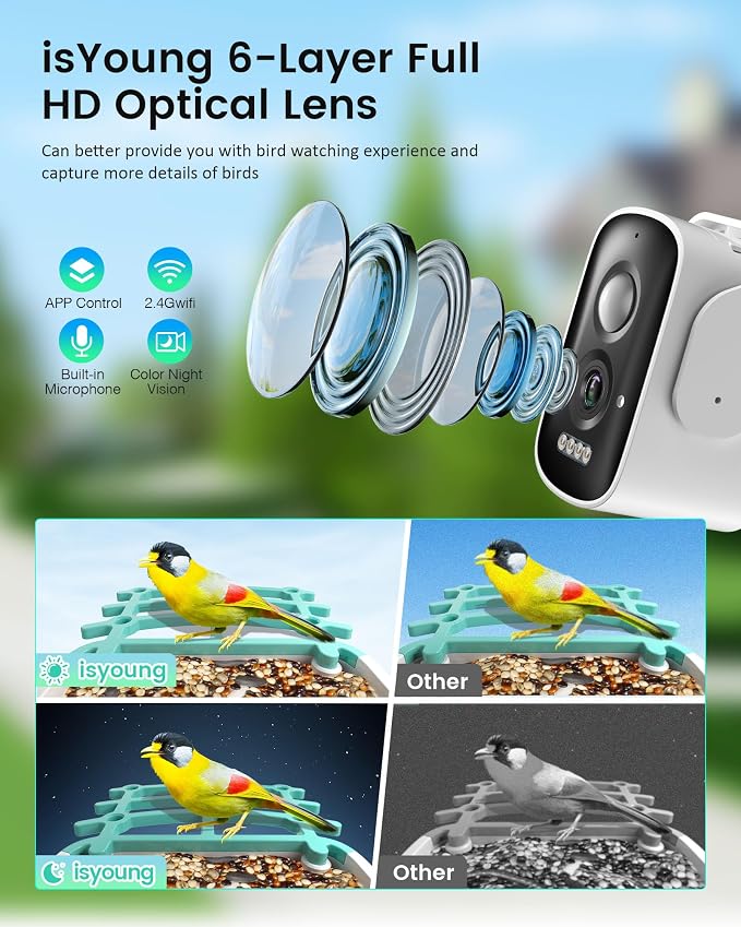 Smart Bird Feeder Camera (Dual Panel), Solar Powered, Identify 11,000+ Birds with AI, Auto Capture & Notify, 2K HD Footage, Outdoor Bird Watching, Ideal Gift for Birds Lovers.