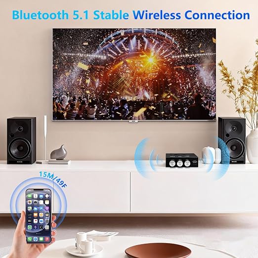 Bluetooth 5.1 Audio Amplifier Board,320W HiFi 2.1 Channel Mini Subwoofer Power Amp Module with Treble & Bass Control with AUX Input,Audio Amp Board for Home DIY Wireles Speaker(with Power Cord)