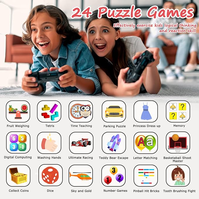 Wiszodet Smart Watch for Kids - Kids Smart Watch Girls Boys Gifts for 4-12 Years Old with 24 Games Camera Video Music Player Flashlight Alarm Clock Pedometer Birthday for Boys Girls Age 6 7 8 9