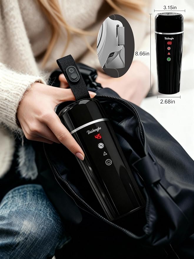 Car Electric Kettle | LED Car Coffee Maker | 12V/24V Car Kettle | 14.2 oz Auto Stir | | IPX7, BPA-Free, Keep-warm 104-194°F, 20-min Boil | Fahrenheit (°F) Display